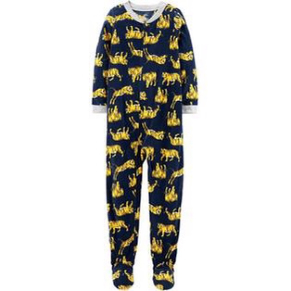 Carters Boys 1-Piece Tiger Print Fleece Footed PJ’s